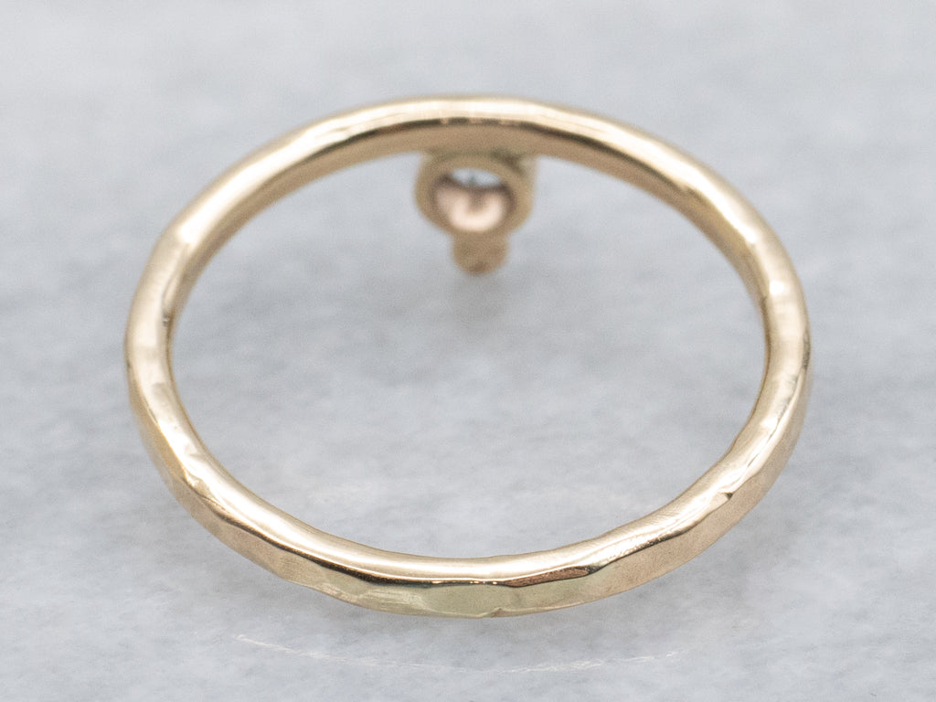 Bezel-Set Aquamarine Hammered Gold Solitaire Ring