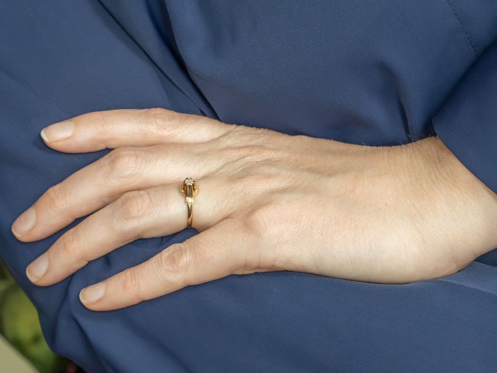 High-Set Old Mine Cut Diamond Antique Gold Engagement Ring