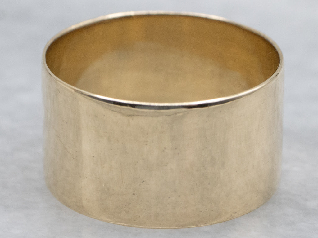 Wide Flat Yellow Gold Unisex Band