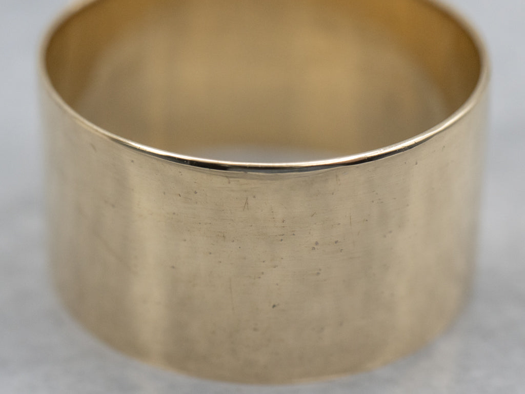 Wide Flat Yellow Gold Unisex Band