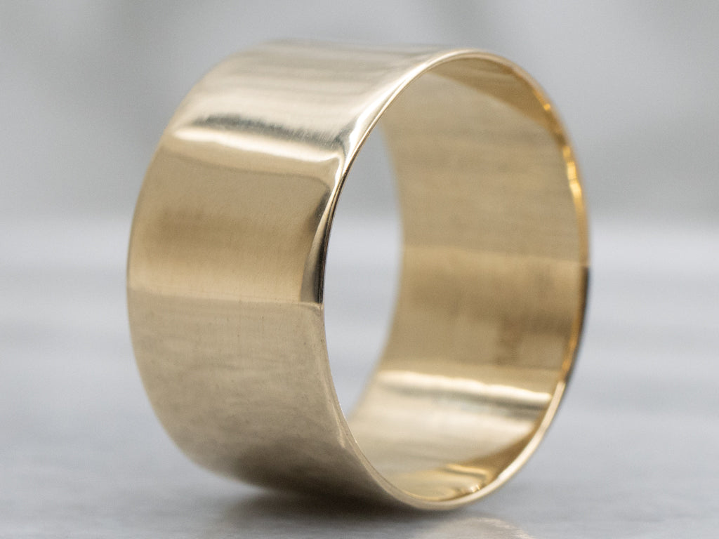 Wide Flat Yellow Gold Unisex Band