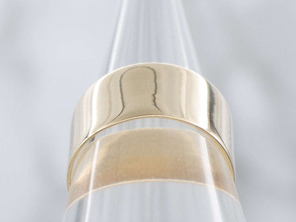 Wide Flat Yellow Gold Unisex Band