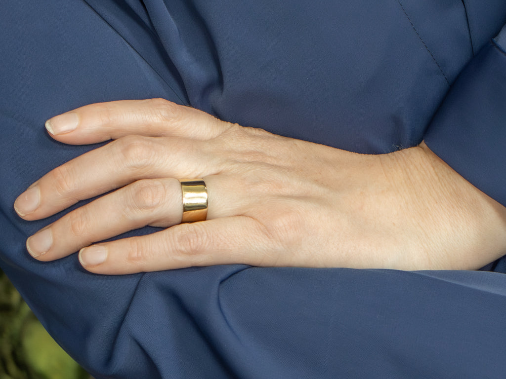 Wide Flat Yellow Gold Unisex Band