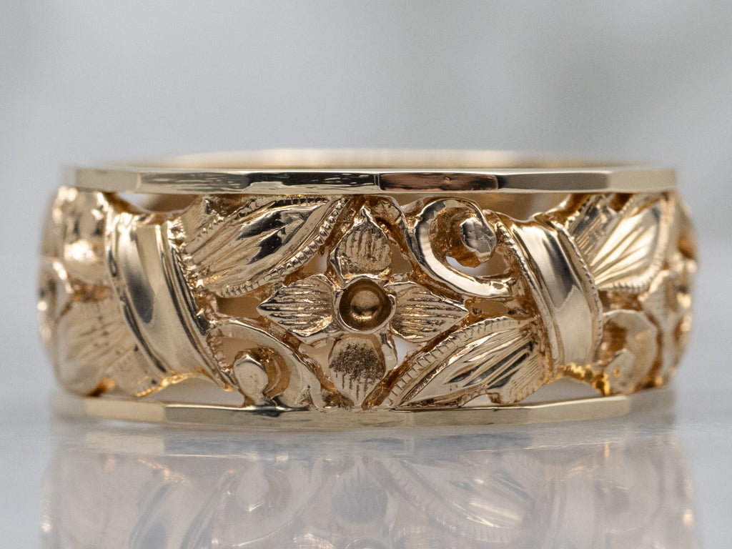 Pierce Gold Vintage Floral Patterned Band