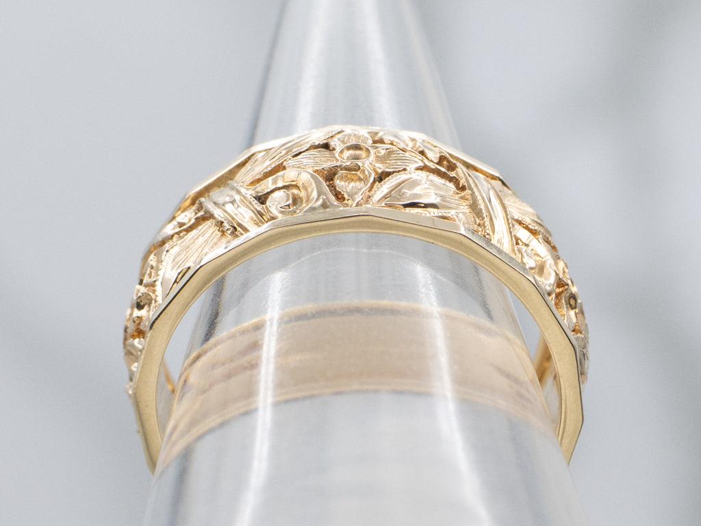 Pierce Gold Vintage Floral Patterned Band