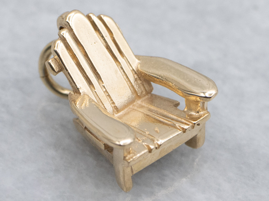 Yellow Gold Adirondack Chair Charm Pendant