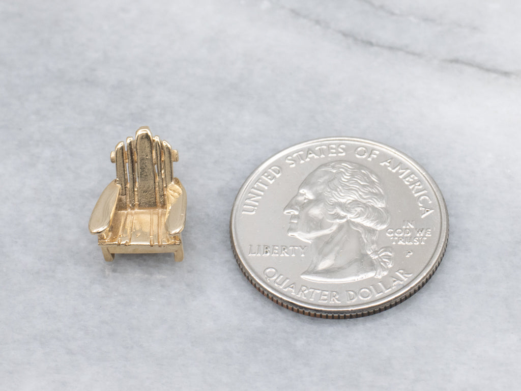 Yellow Gold Adirondack Chair Charm Pendant