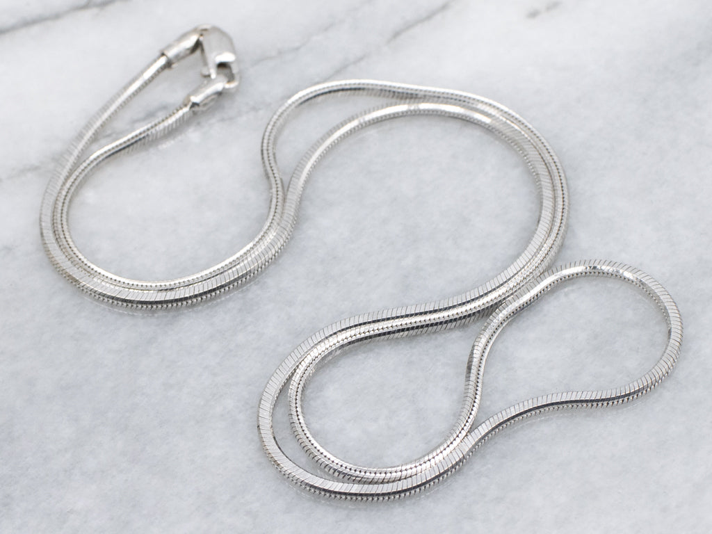 18-Karat Italian White Gold Snake Chain with Lobster Clasp