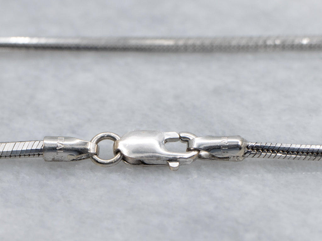 18-Karat Italian White Gold Snake Chain with Lobster Clasp