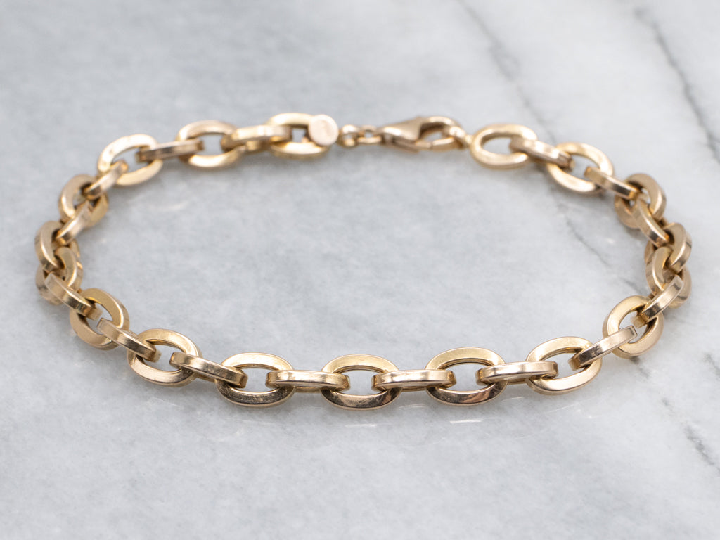 Vintage Italian Gold Cable-Link Bracelet with Lobster Clasp