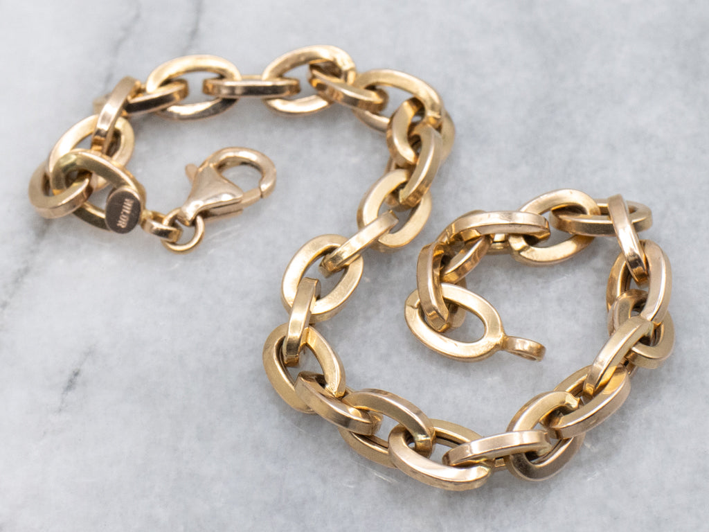 Vintage Italian Gold Cable-Link Bracelet with Lobster Clasp