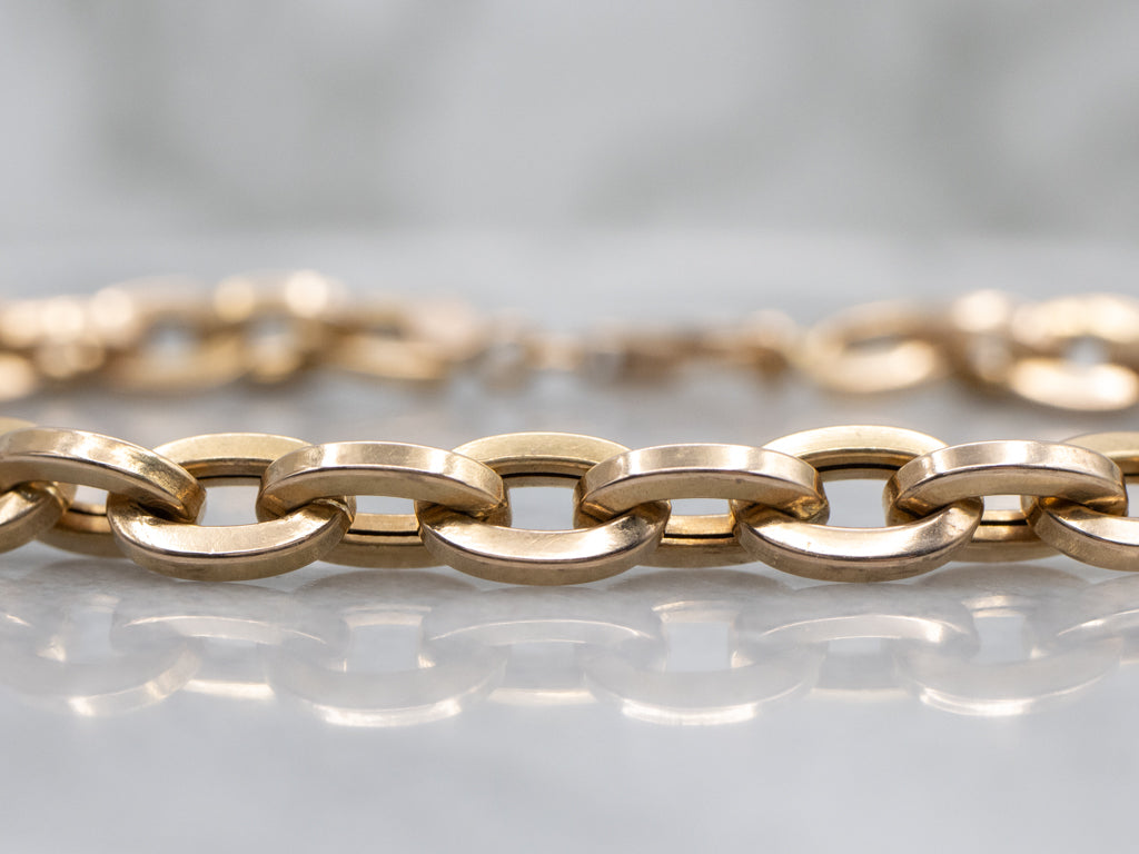 Vintage Italian Gold Cable-Link Bracelet with Lobster Clasp