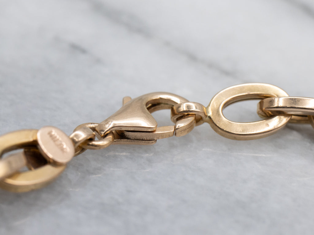 Vintage Italian Gold Cable-Link Bracelet with Lobster Clasp