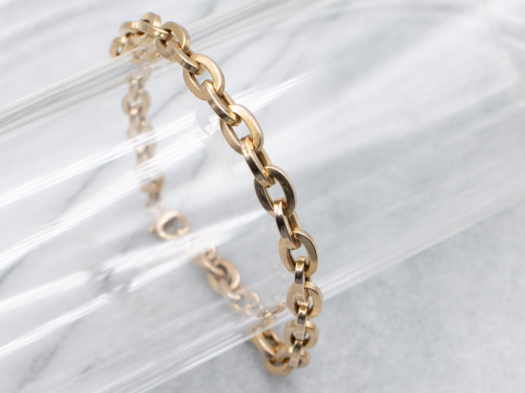 Vintage Italian Gold Cable-Link Bracelet with Lobster Clasp