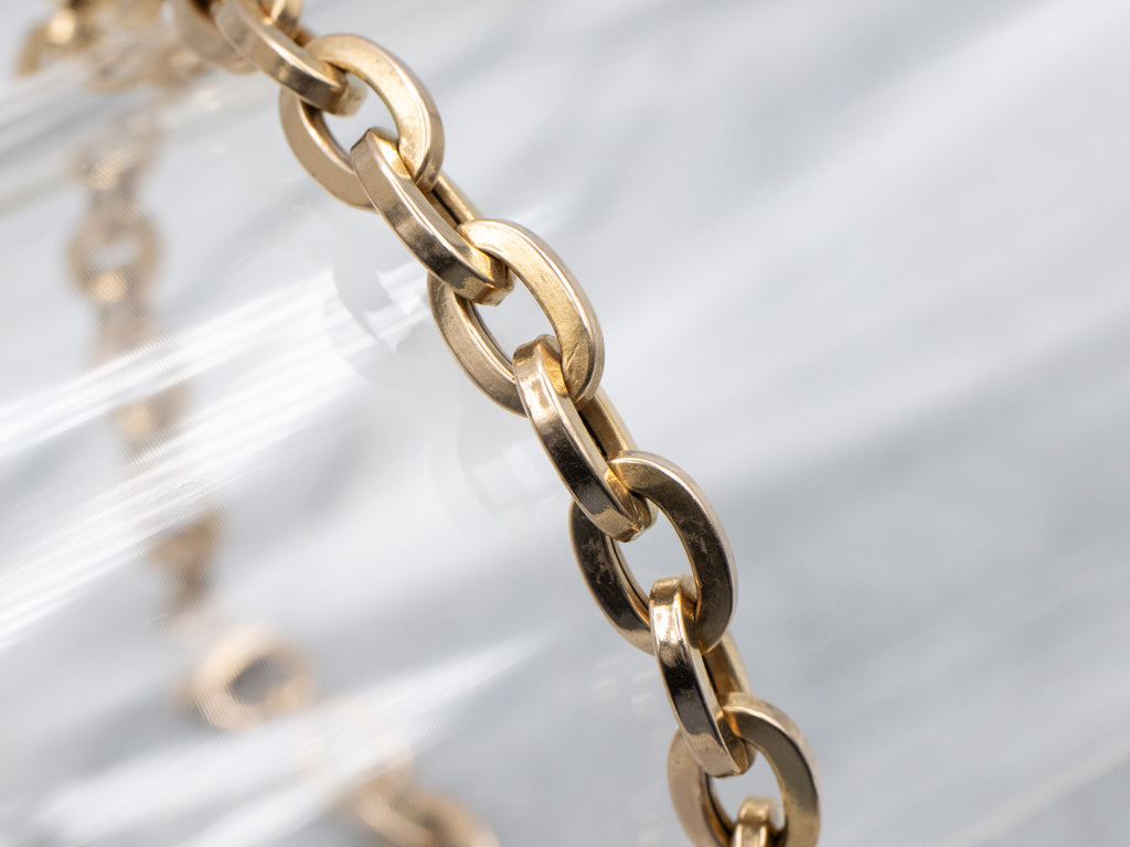 Vintage Italian Gold Cable-Link Bracelet with Lobster Clasp