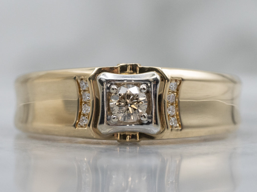 Men's Vintage Gold Champagne Diamond Ring