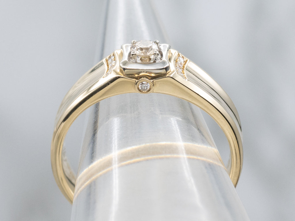 Men's Vintage Gold Champagne Diamond Ring