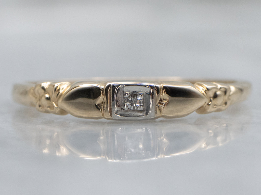 Retro Era Two-Tone Diamond Sweetheart and Flower Band