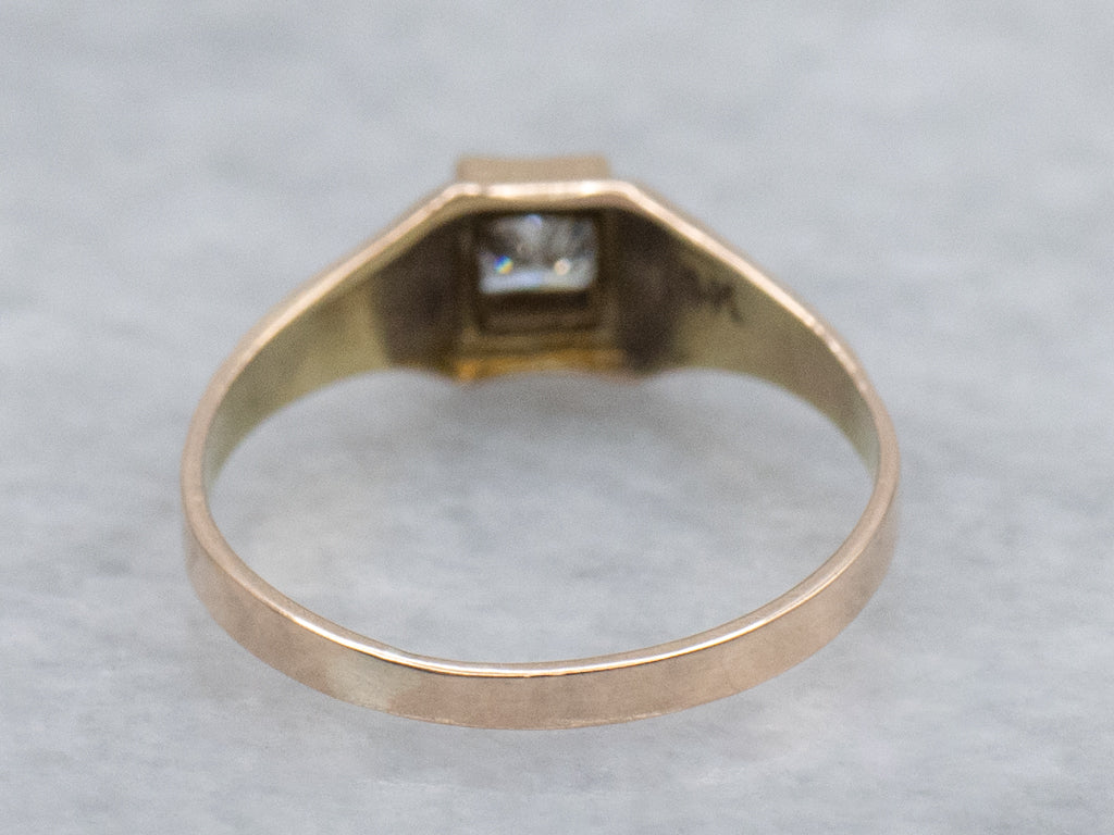 Antique Engraved Gold Mini Diamond Ring