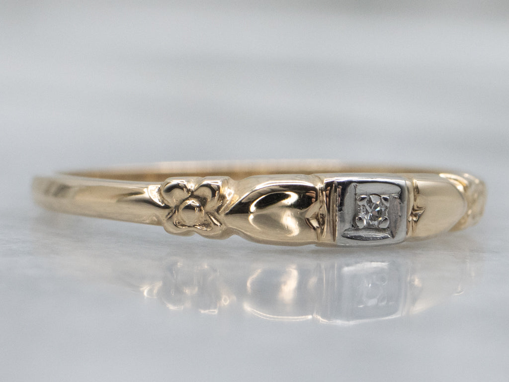 Retro Era Two-Tone Diamond Sweetheart and Flower Band