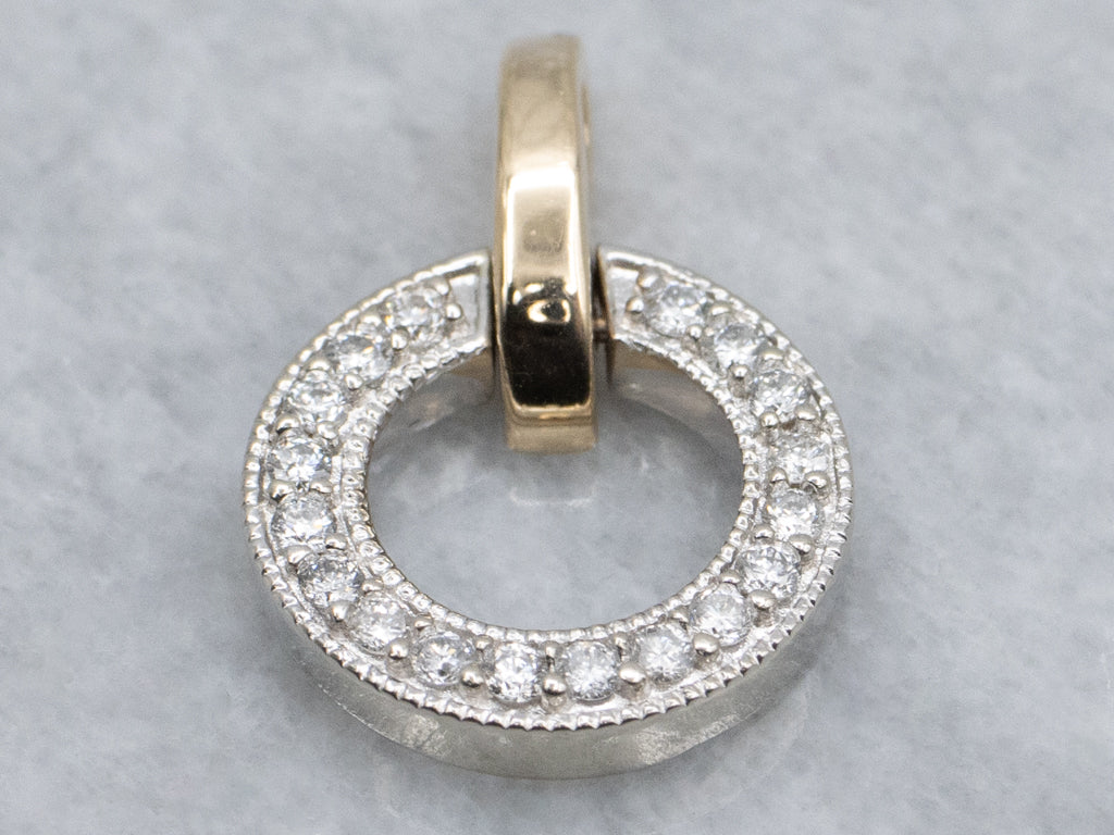 Two-Tone Gold Diamond Ring Pendant