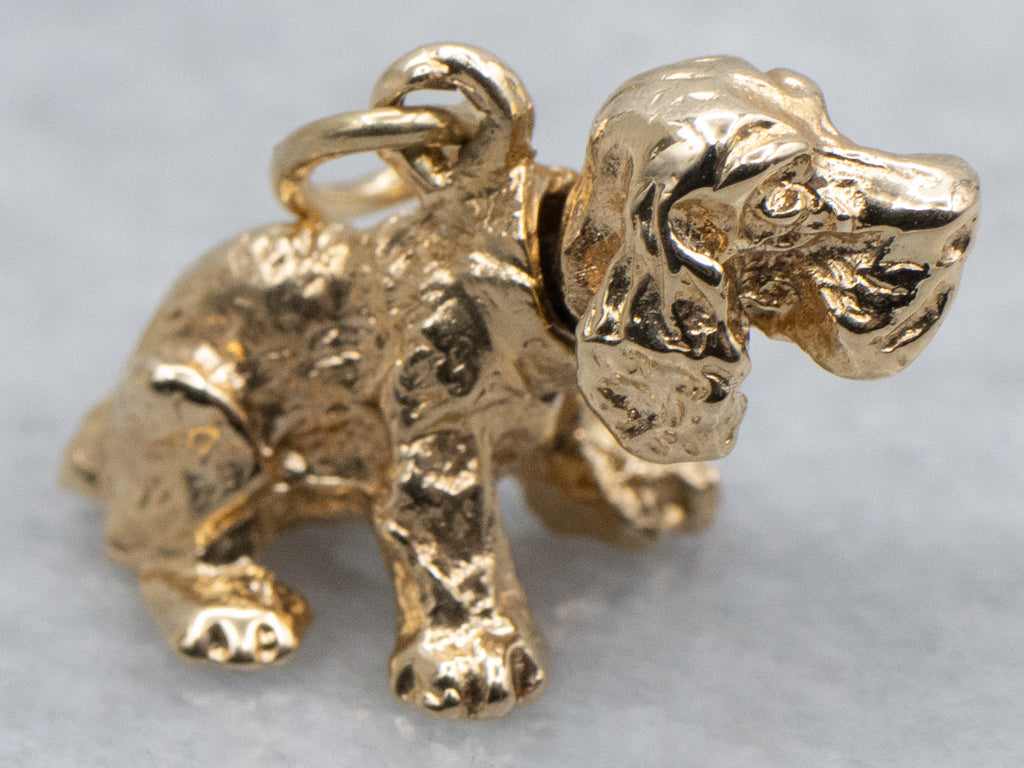 Vintage Gold Bobble Head Cocker Spaniel Dog Charm Pendant
