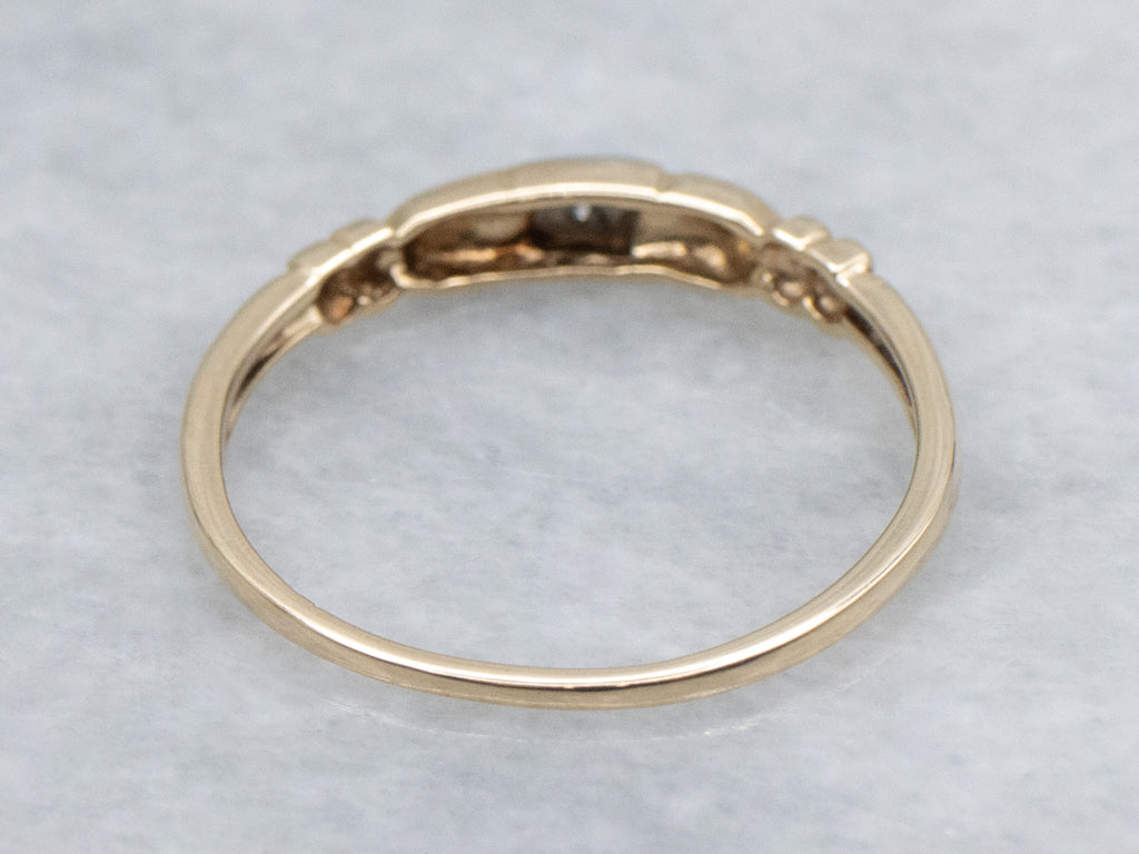Retro Era Two-Tone Diamond Sweetheart and Flower Band