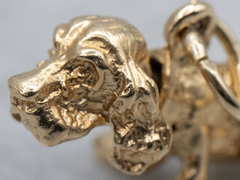 Vintage Gold Bobble Head Cocker Spaniel Dog Charm Pendant