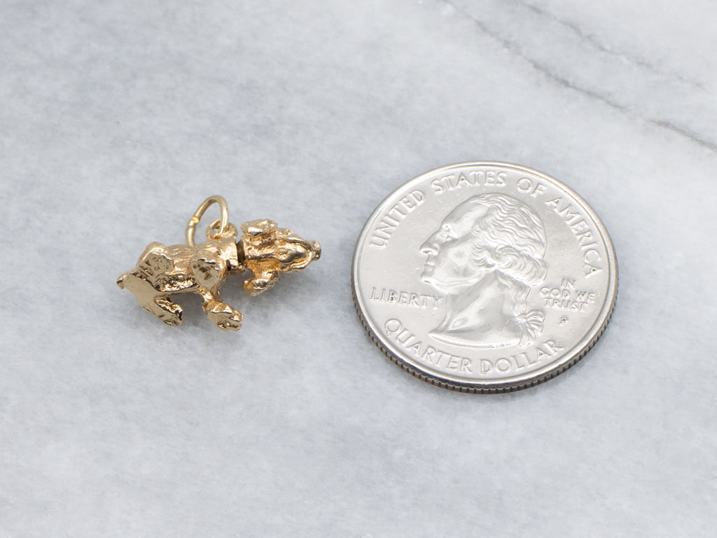 Vintage Gold Bobble Head Cocker Spaniel Dog Charm Pendant