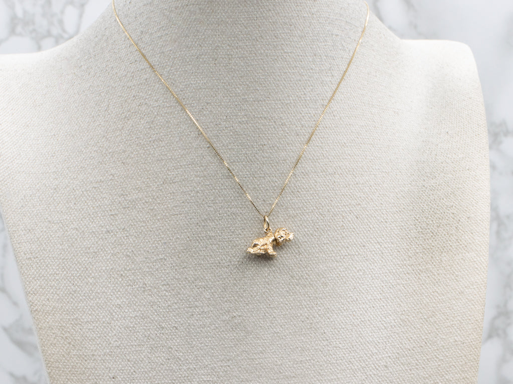 Vintage Gold Bobble Head Cocker Spaniel Dog Charm Pendant