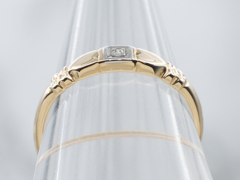 Retro Era Two-Tone Diamond Sweetheart and Flower Band