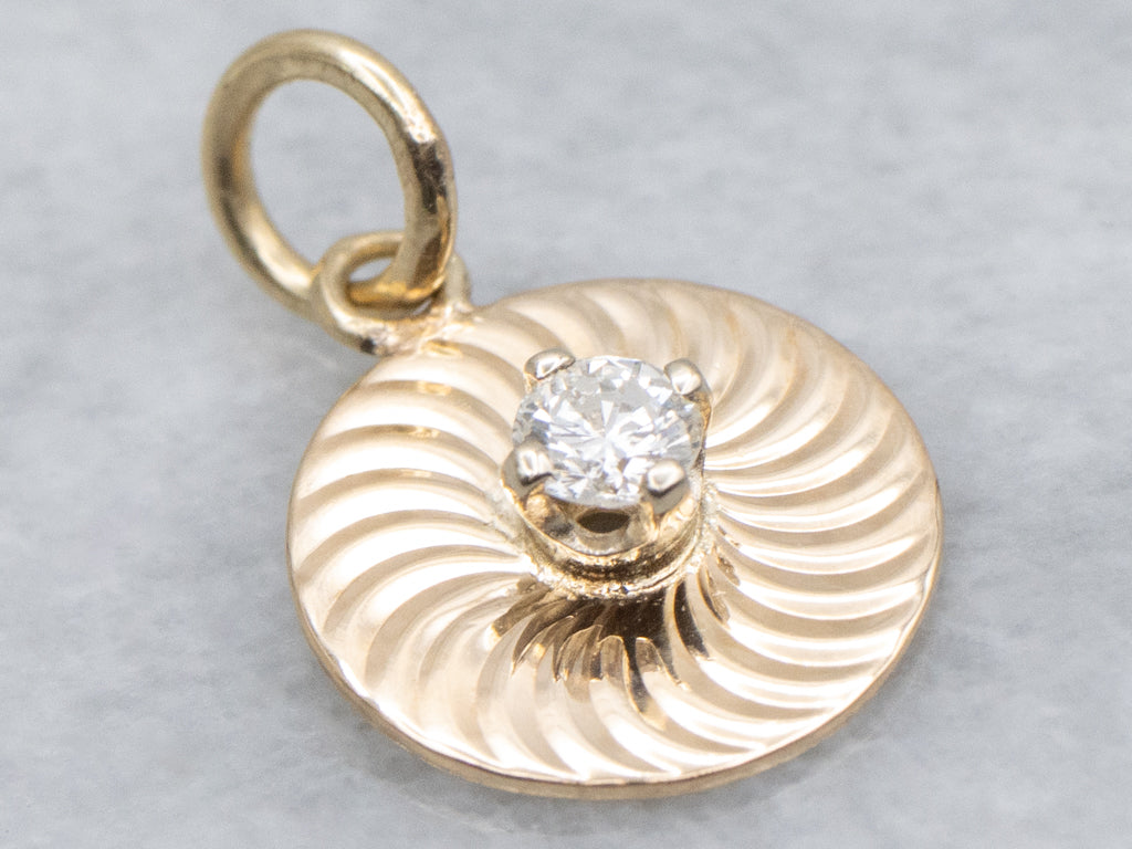 Brilliant Diamond Engine Turned Disc Pendant