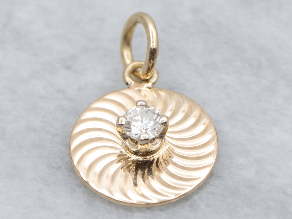 Brilliant Diamond Engine Turned Disc Pendant