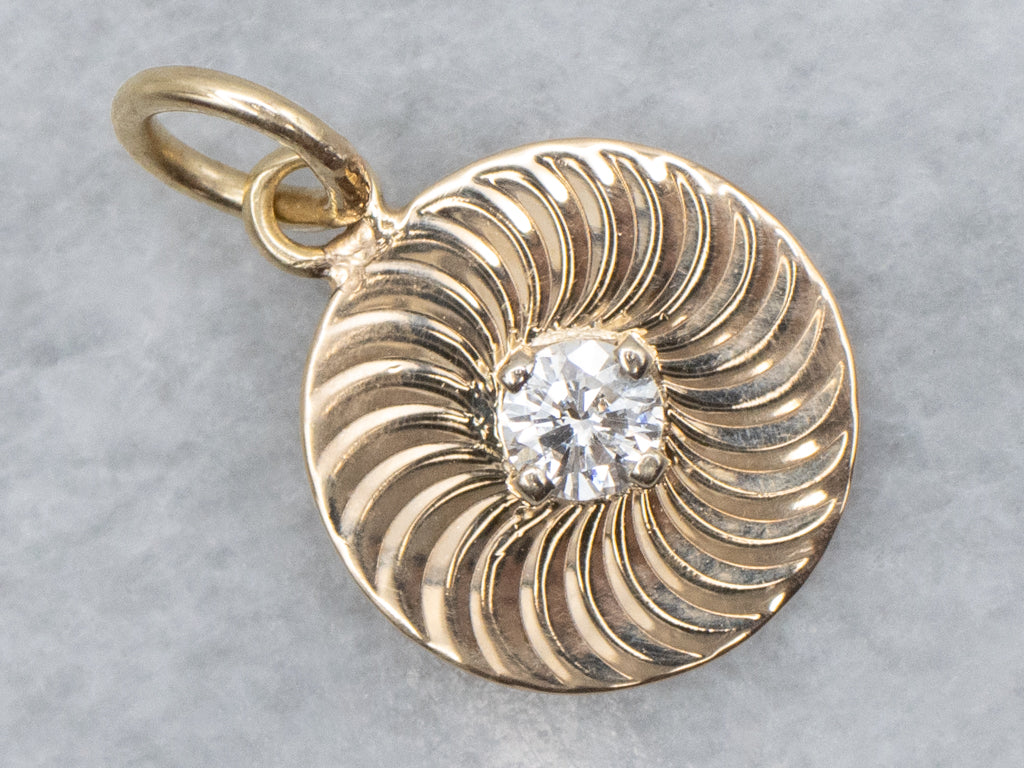 Brilliant Diamond Engine Turned Disc Pendant