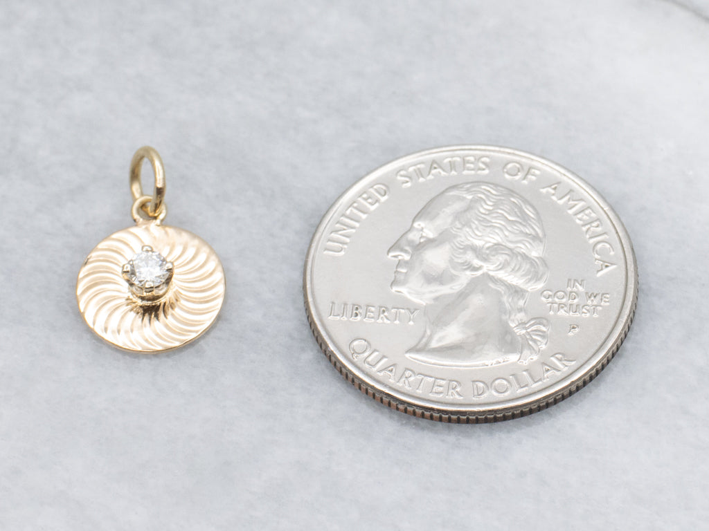 Brilliant Diamond Engine Turned Disc Pendant