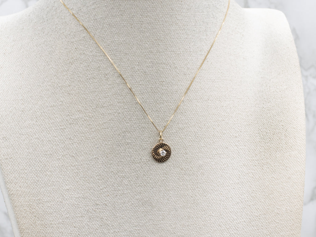 Brilliant Diamond Engine Turned Disc Pendant