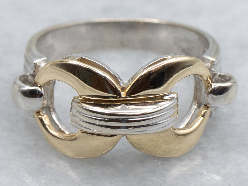 Italian Two-Tone Gold Buckle Style Ring