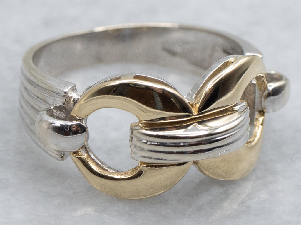 Italian Two-Tone Gold Buckle Style Ring