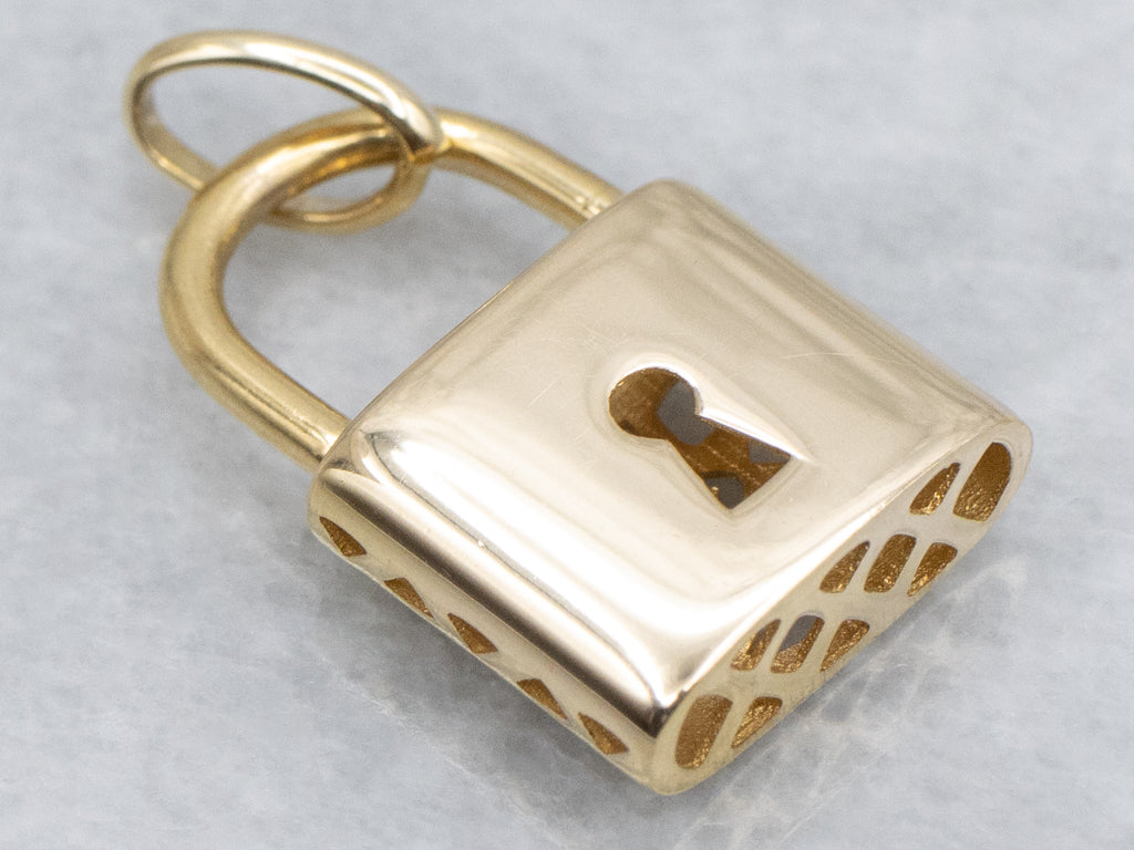 Vintage Italian Gold Locked Padlock Pendant