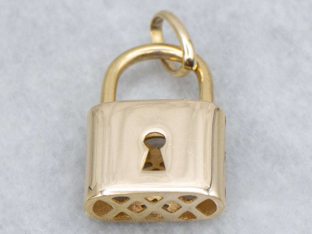 Vintage Italian Gold Locked Padlock Pendant