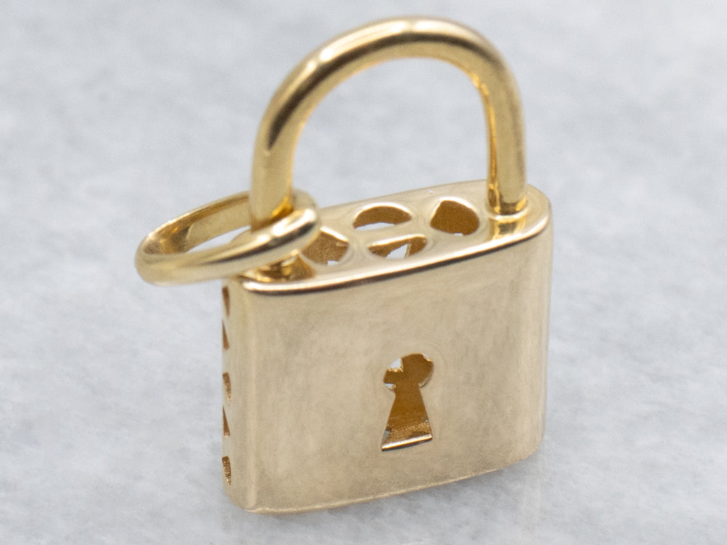 Vintage Italian Gold Locked Padlock Pendant