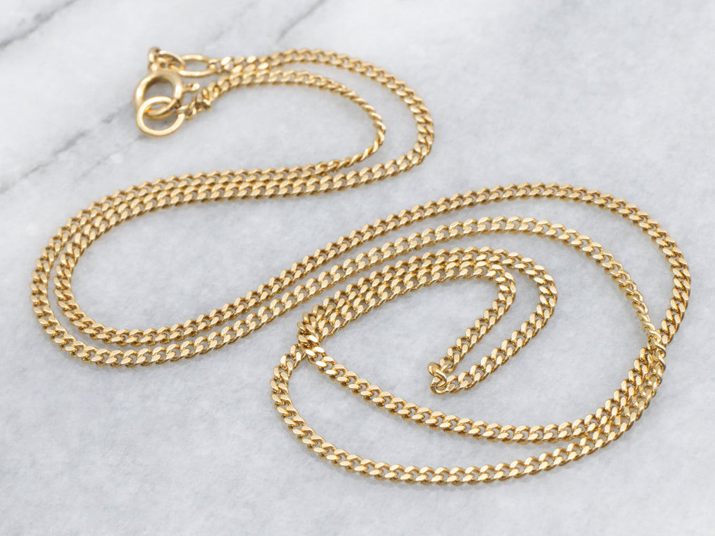 18-Karat Yellow Gold Curb Chain with Spring Ring Clasp