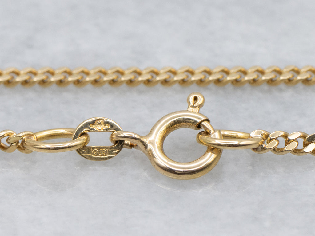 18-Karat Yellow Gold Curb Chain with Spring Ring Clasp