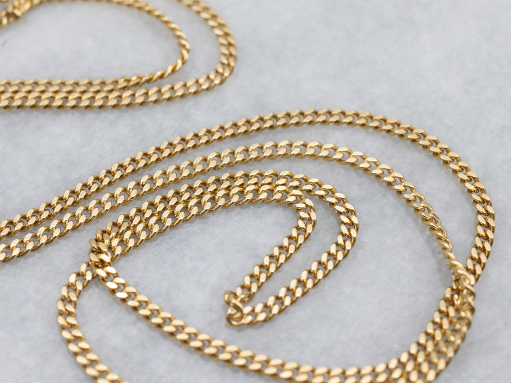 18-Karat Yellow Gold Curb Chain with Spring Ring Clasp