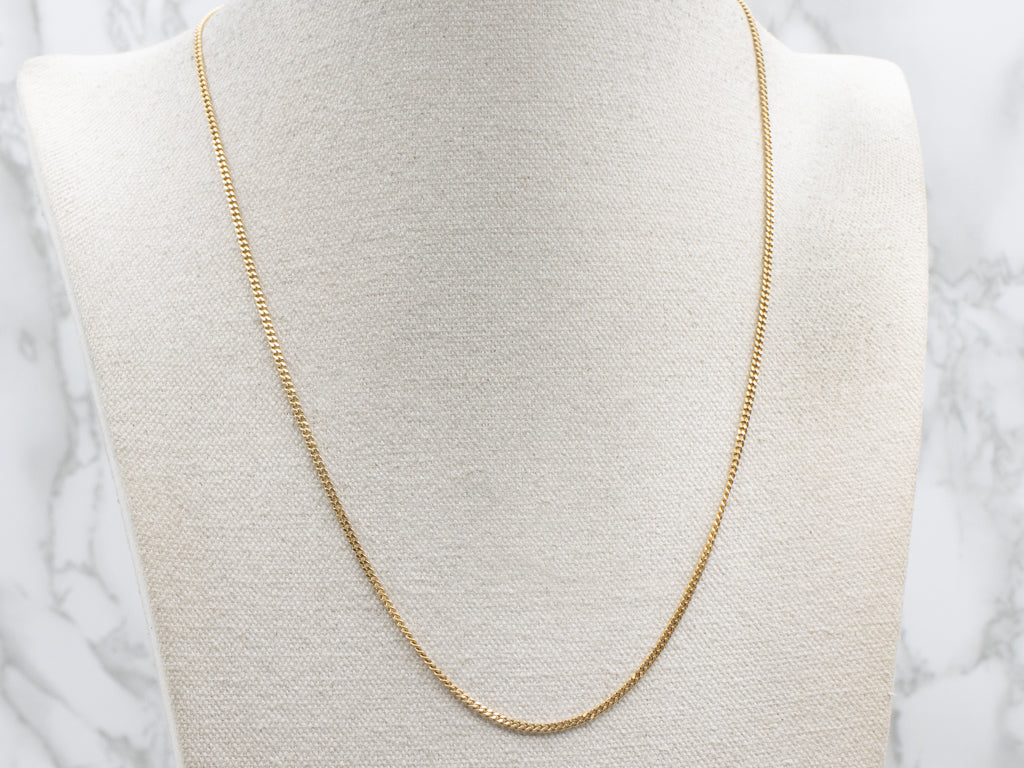 18-Karat Yellow Gold Curb Chain with Spring Ring Clasp