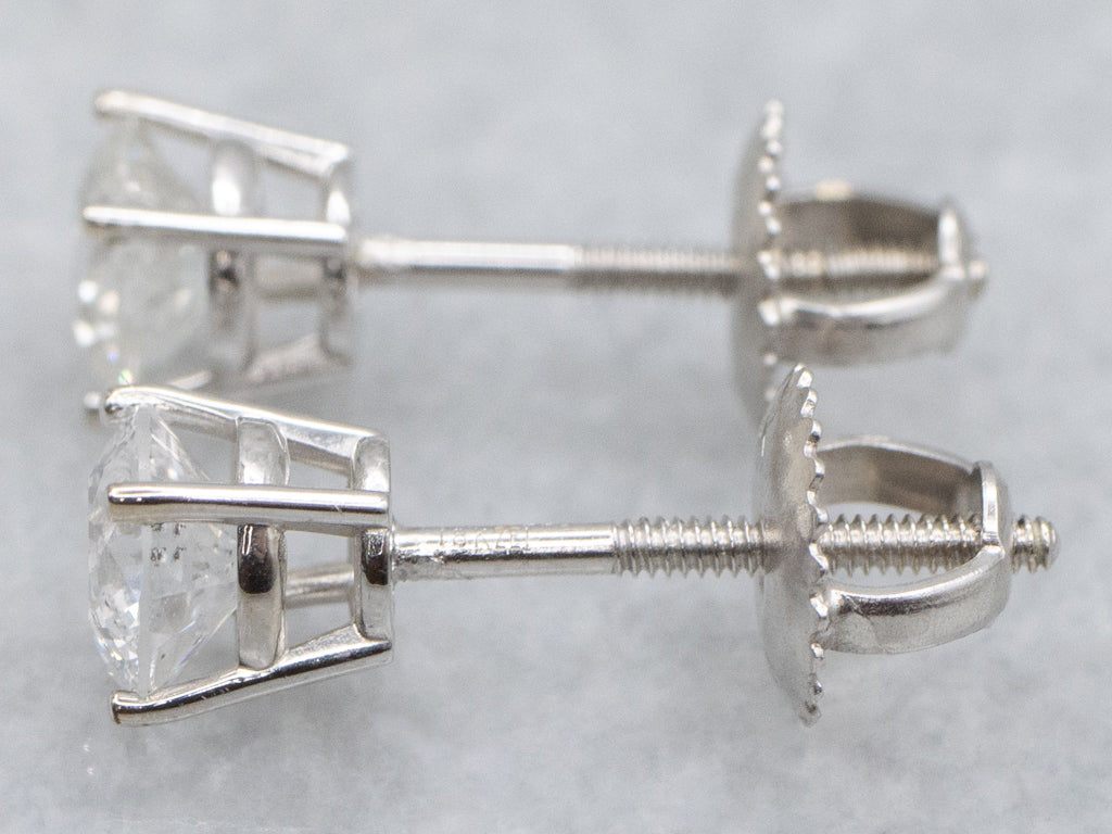 IGI Certified One-Carat Diamond White Gold Stud Earrings