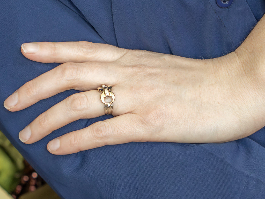 Italian Two-Tone Gold Buckle Style Ring