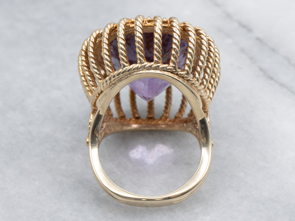Oversized Amethyst and Gold Statement Ring
