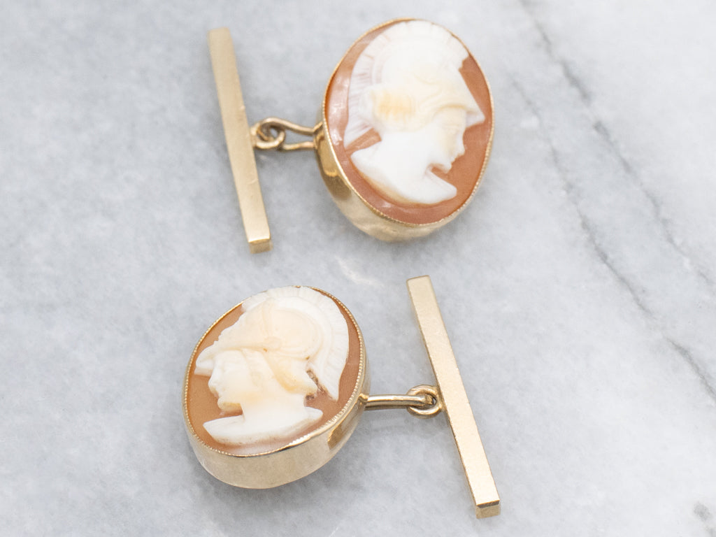 Roman Soldier Vintage Gold Cameo Cufflinks
