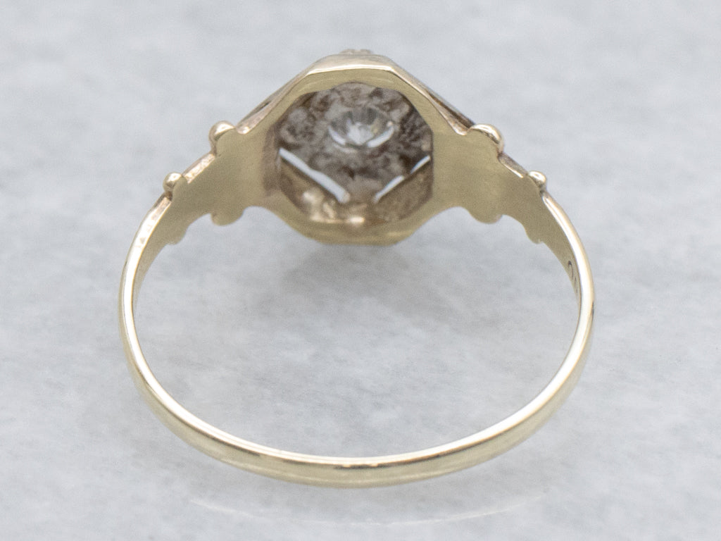 Mix-Era Two-Tone Gold Diamond Solitaire Engagement Ring